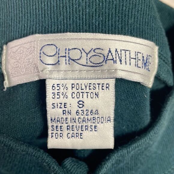 CHRYSANTHEME Button Turtleneck Long Sleeve Pullover Top Green Size Small Vintage - Picture 5 of 6
